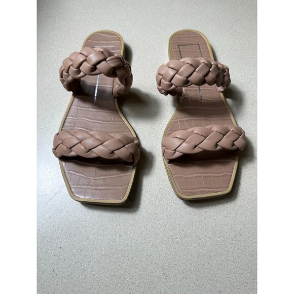 Dolce Vita Indy Sandals Sz 8 Natural Cork Flats Double Braided Straps Casual - Picture 1 of 5